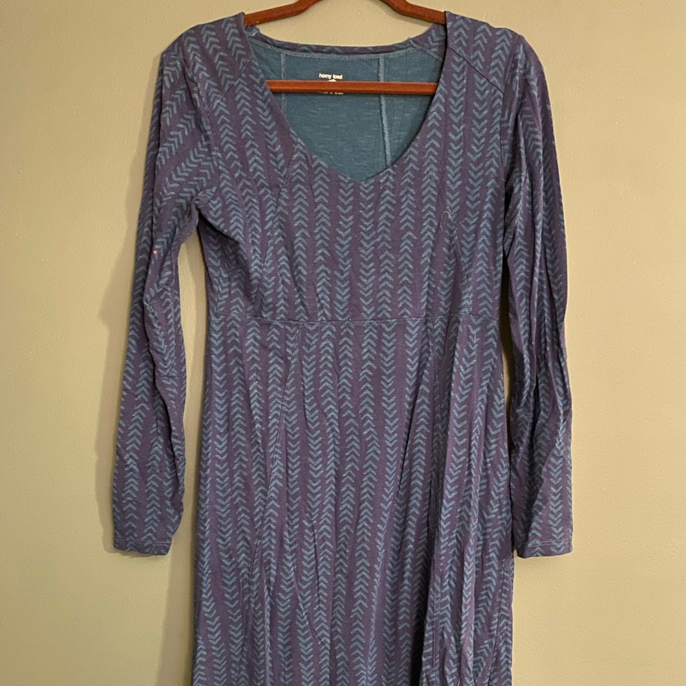 Horny Toad blue pattern long sleeve dress